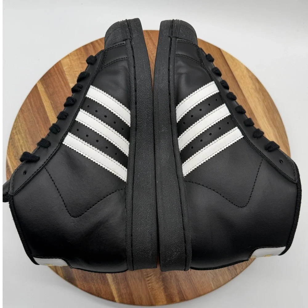 Adidas Originals Women's Size 6 Pro Black White Gold Shell Toe Sneakers 0467